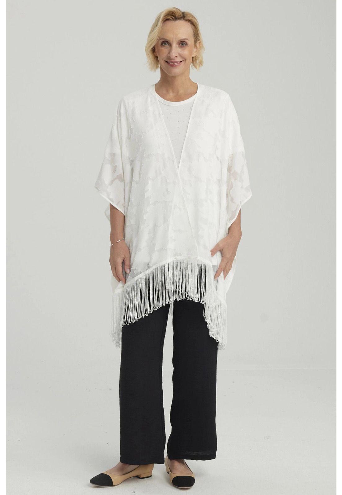 Blusa Mujer Tapado Con Flecos Crudo-3