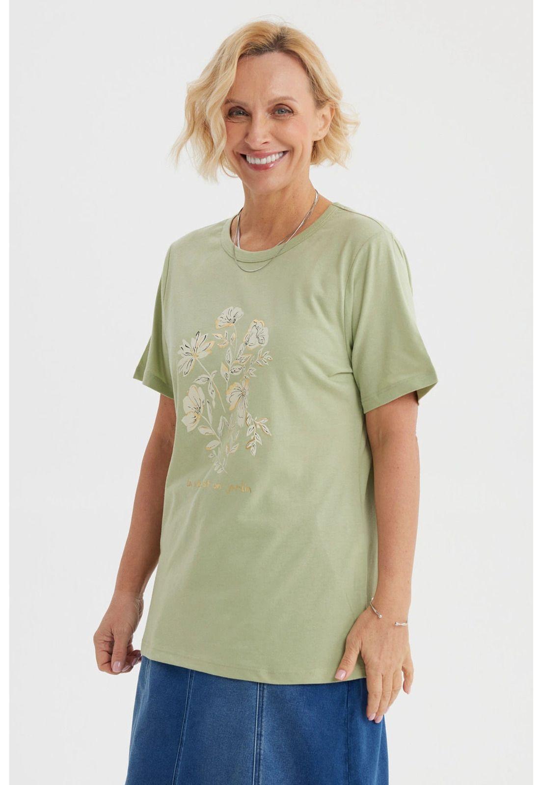 Polera Mujer Print Posicional Verde Claro-1