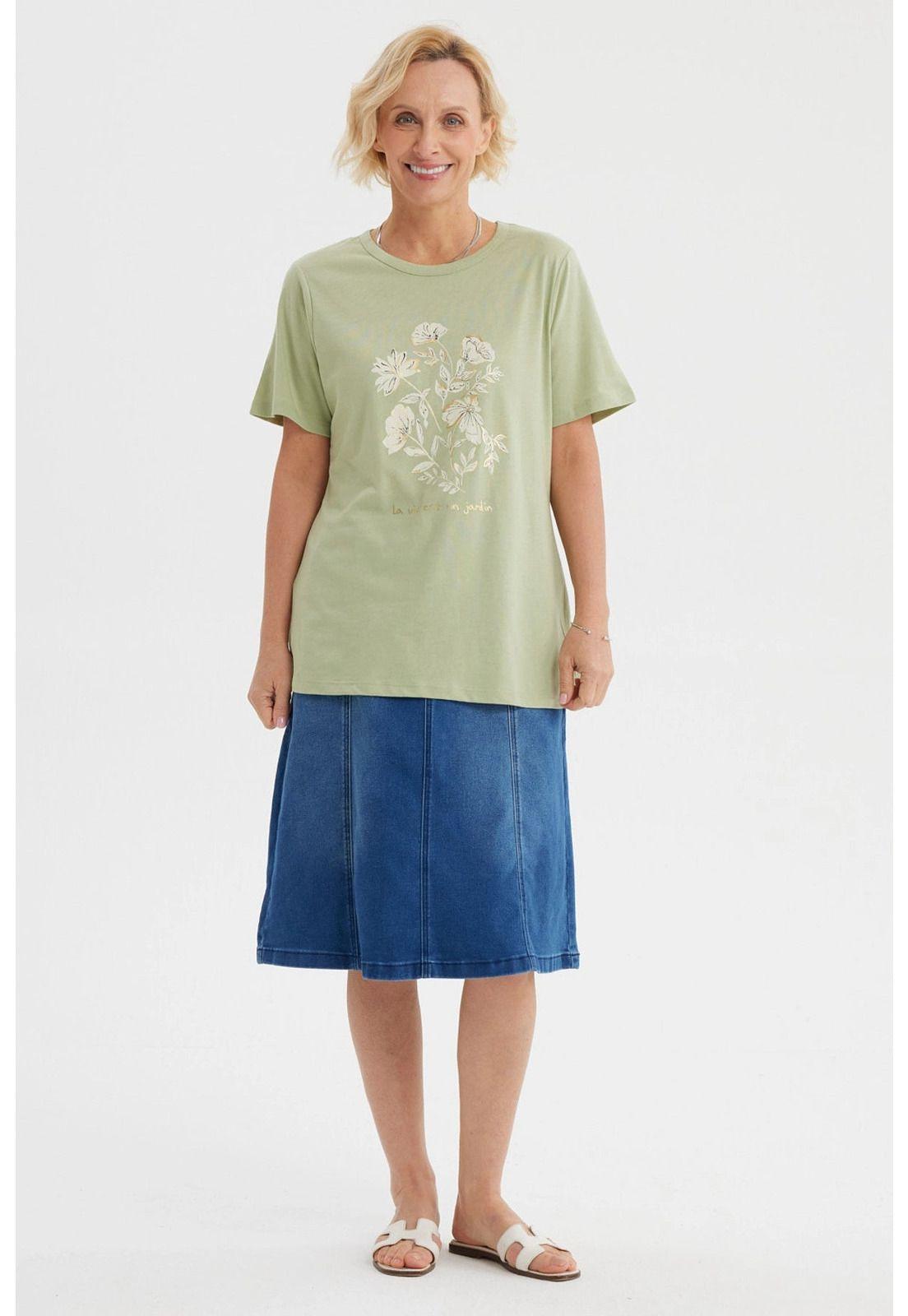 Polera Mujer Print Posicional Verde Claro-3