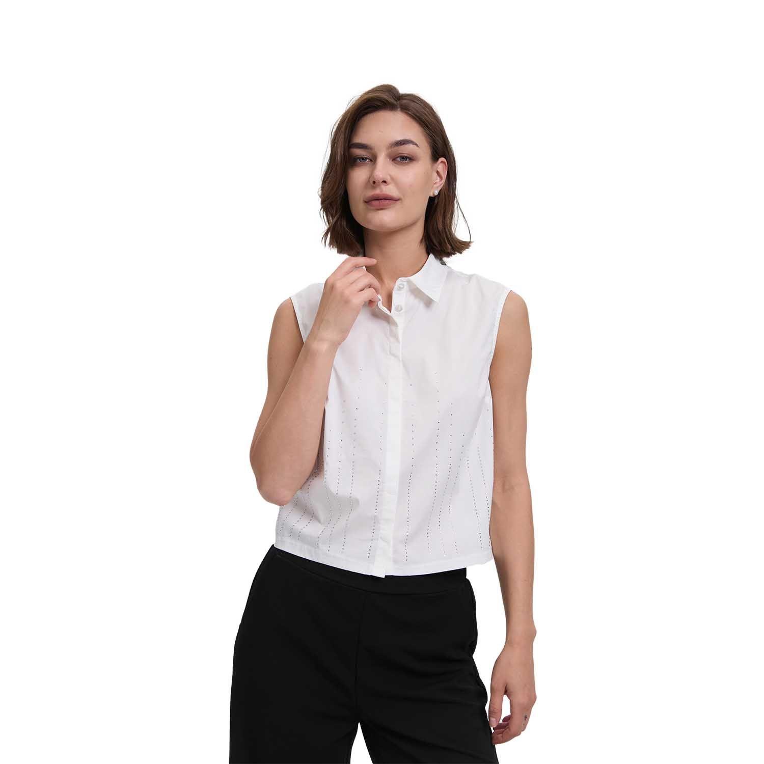 Blusa Mujer Lisa Aplicación Strass Crudo Fashion's Park-0