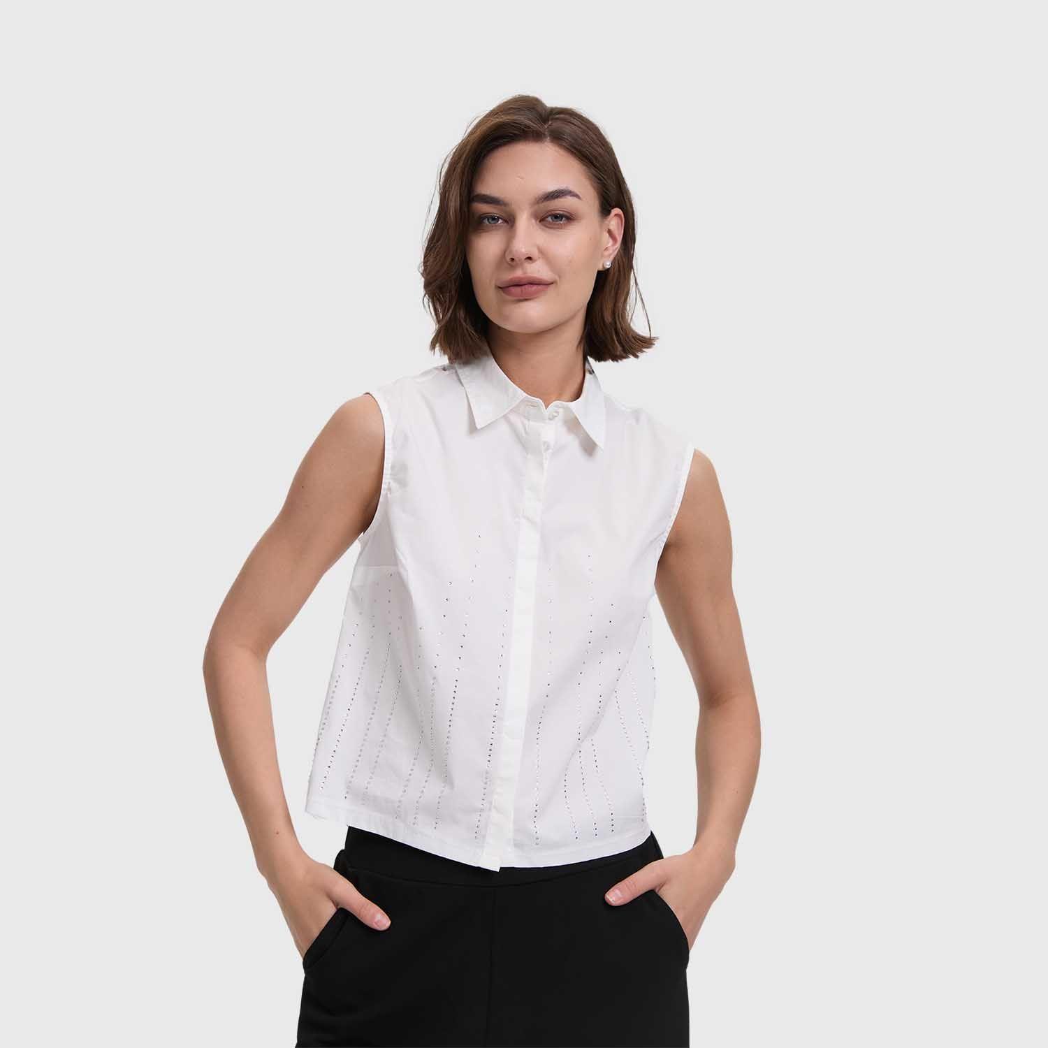 Blusa Mujer Lisa Aplicación Strass Crudo Fashion's Park-1
