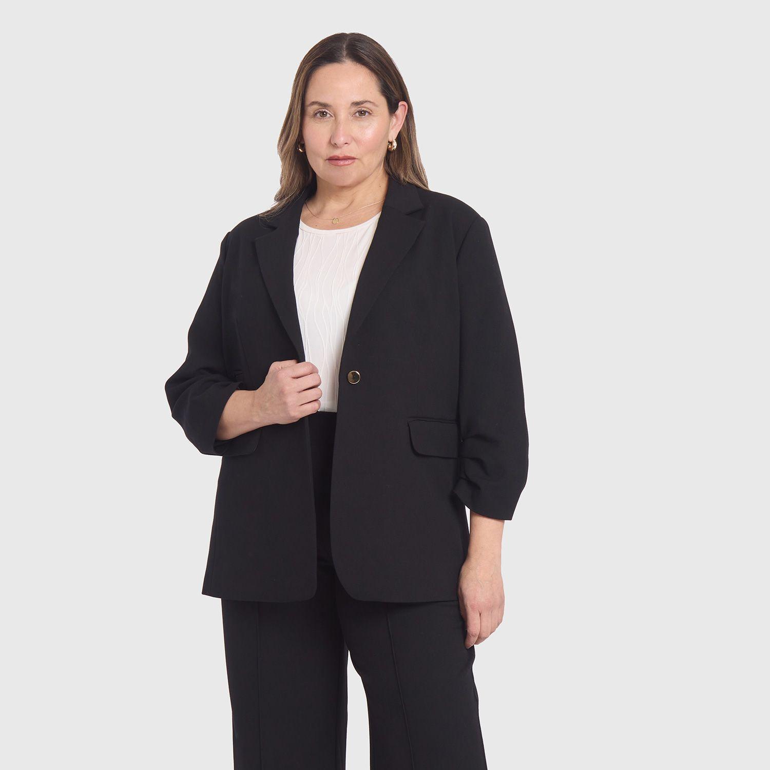 Blazer Mujer Manga Recogida Negro Fashion´s Park-3