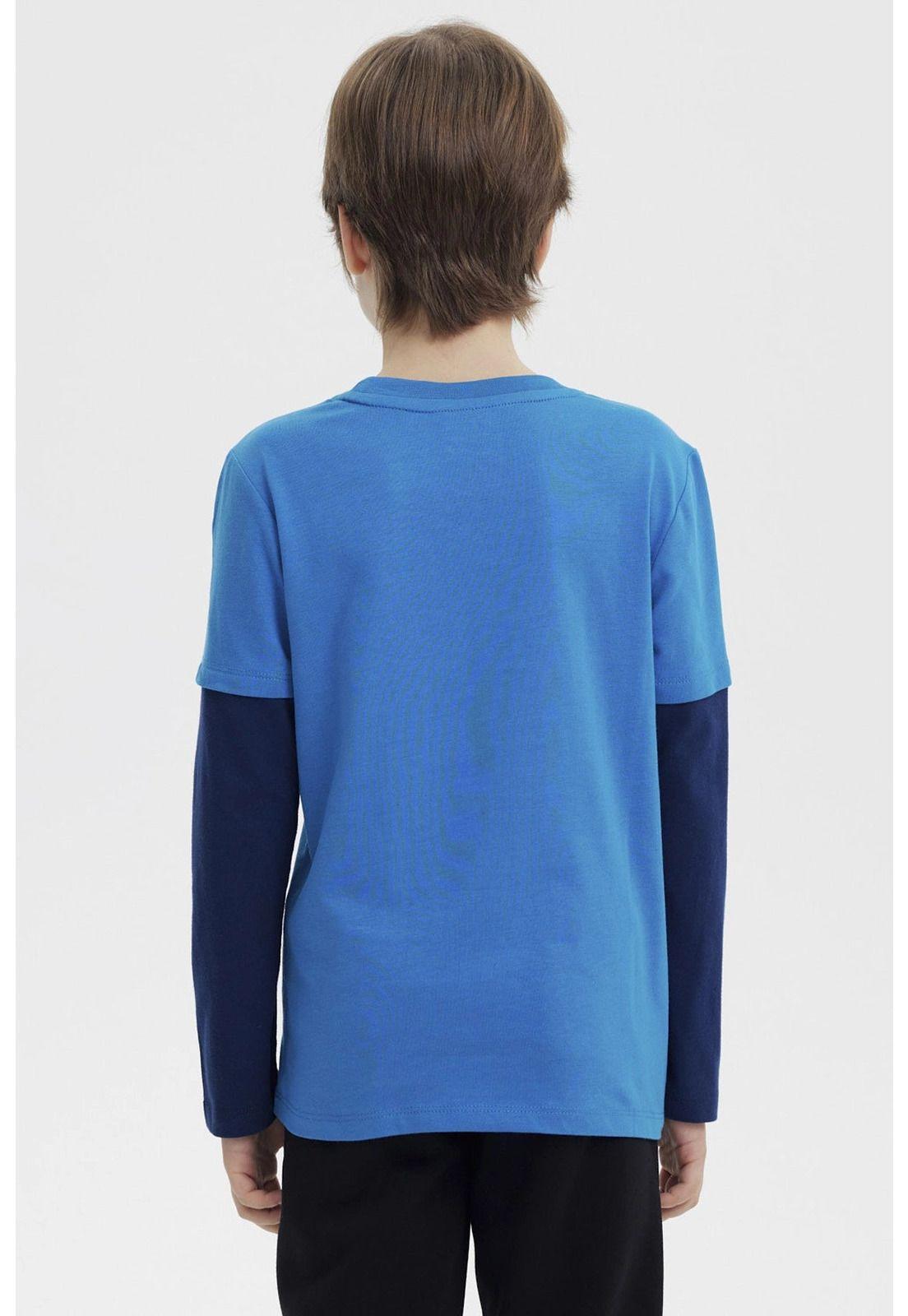 Polera Niño Básica Print Azul Petroleo-2