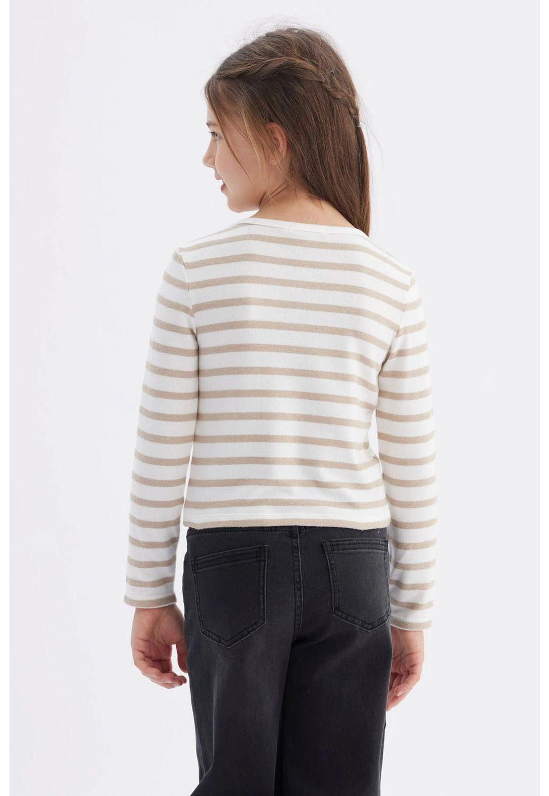 Polera Niña Rayas Beige-2