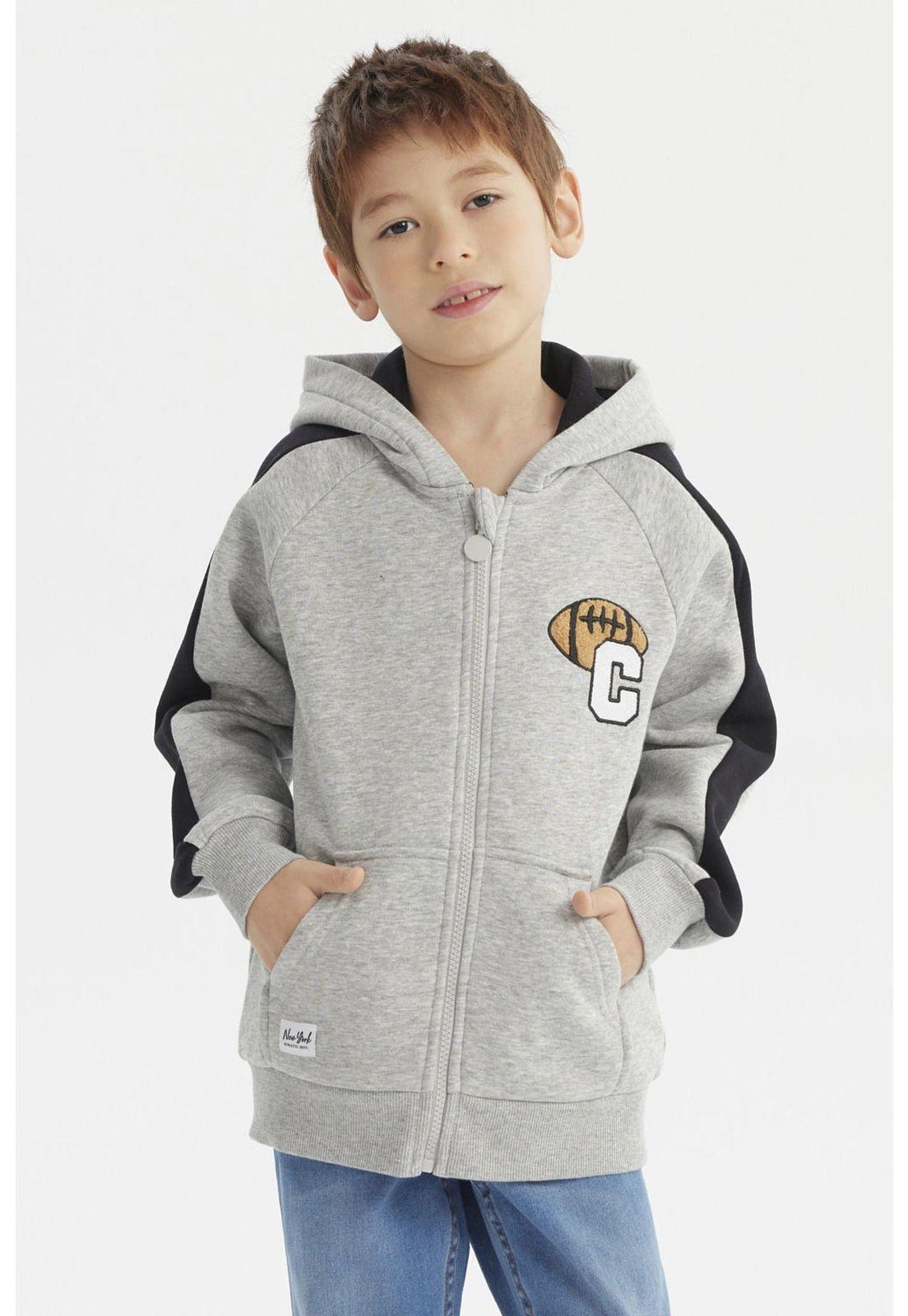 Polerón Niño Slim Gris Melange-0