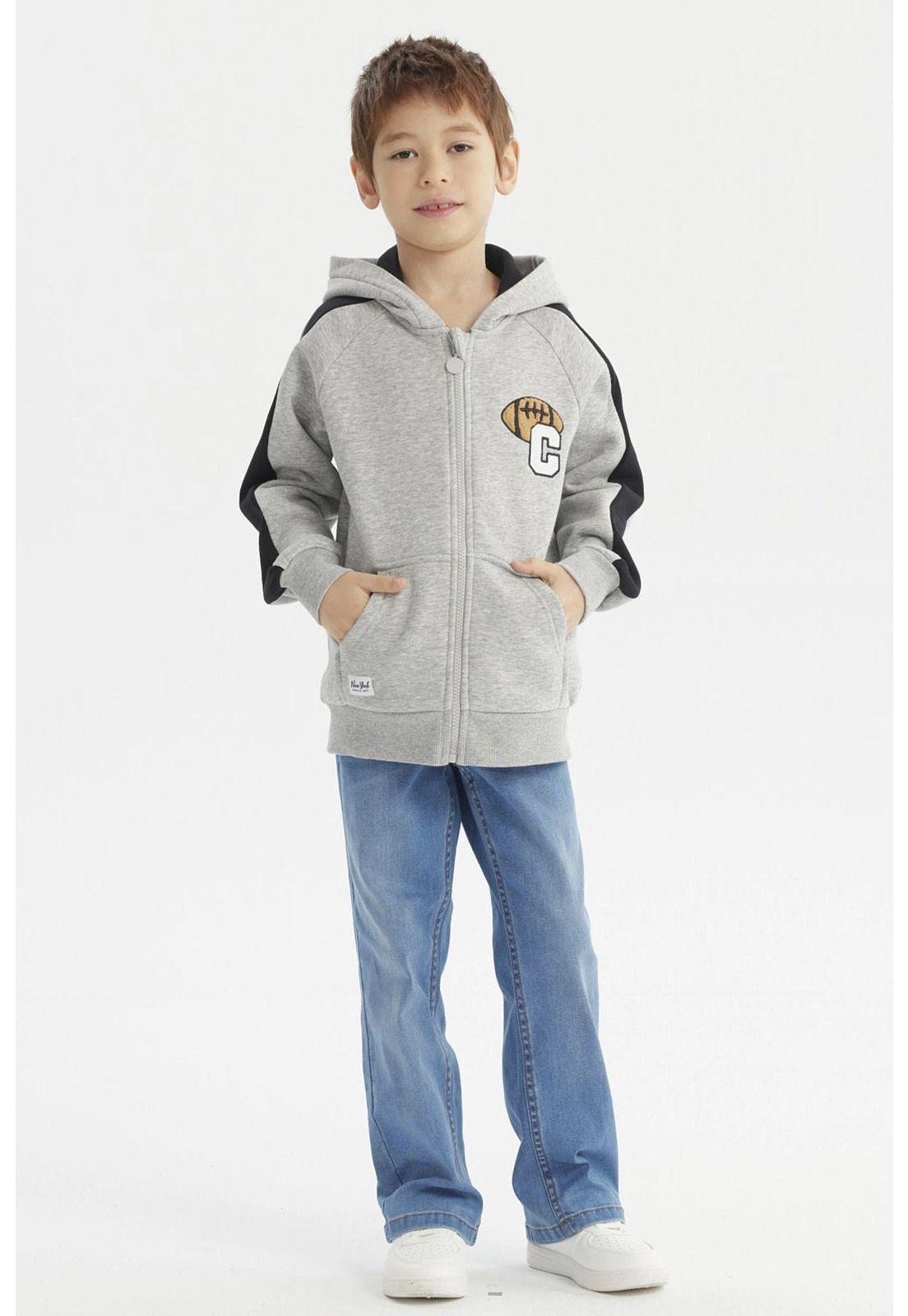 Polerón Niño Slim Gris Melange-3