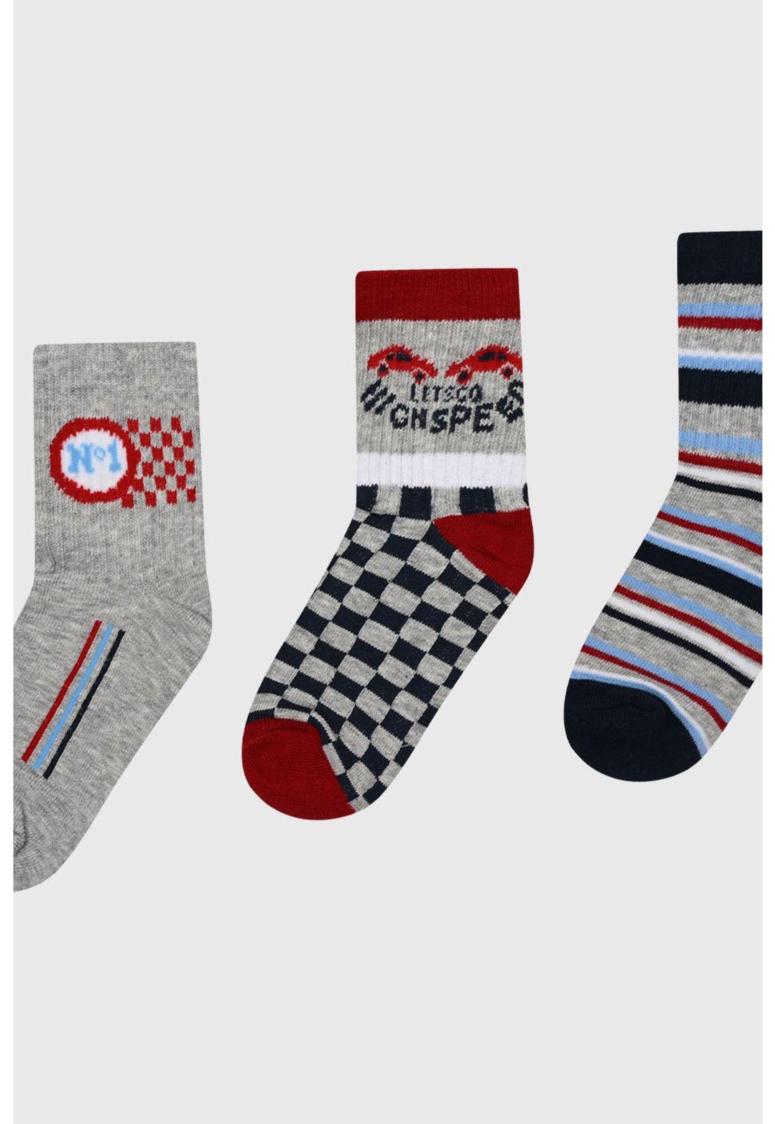 Calcetín Niño Tripack Rojo - ll-1