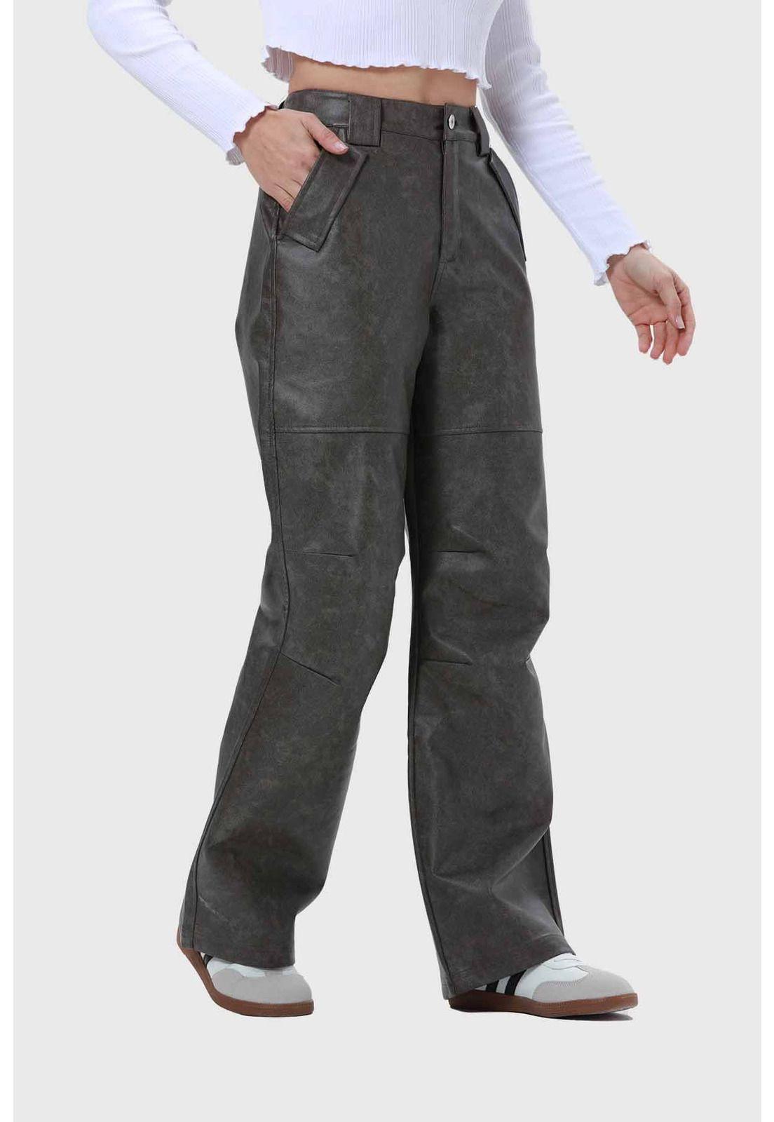 Pantalón Mujer Desgatado Negro-1