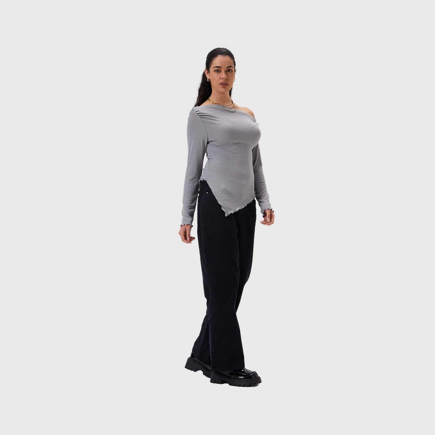 Polera Mujer C/Asimétrico Basta Gris Fashion's Park-3