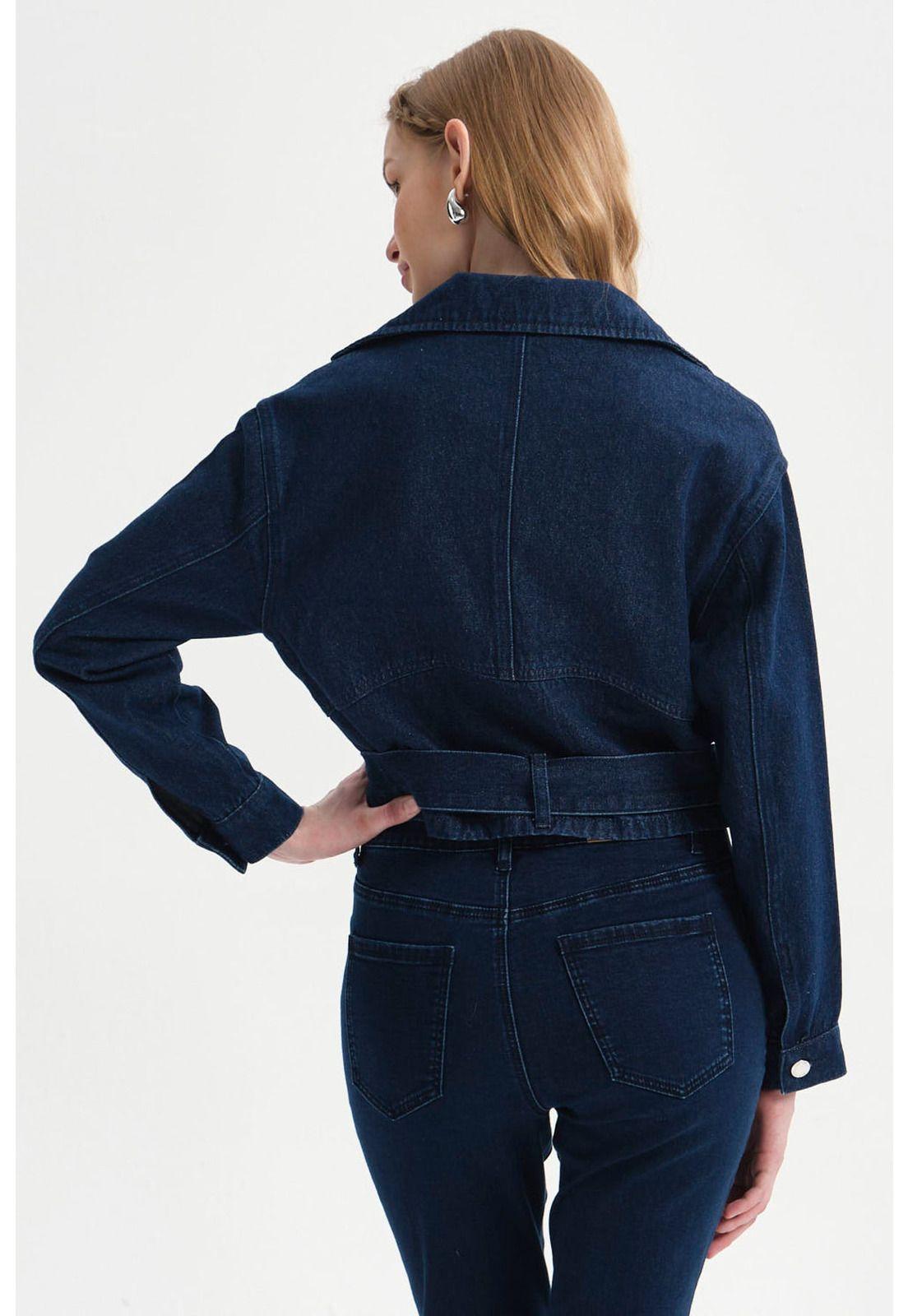 Chaqueta Mujer Biker Azul Oscuro-2