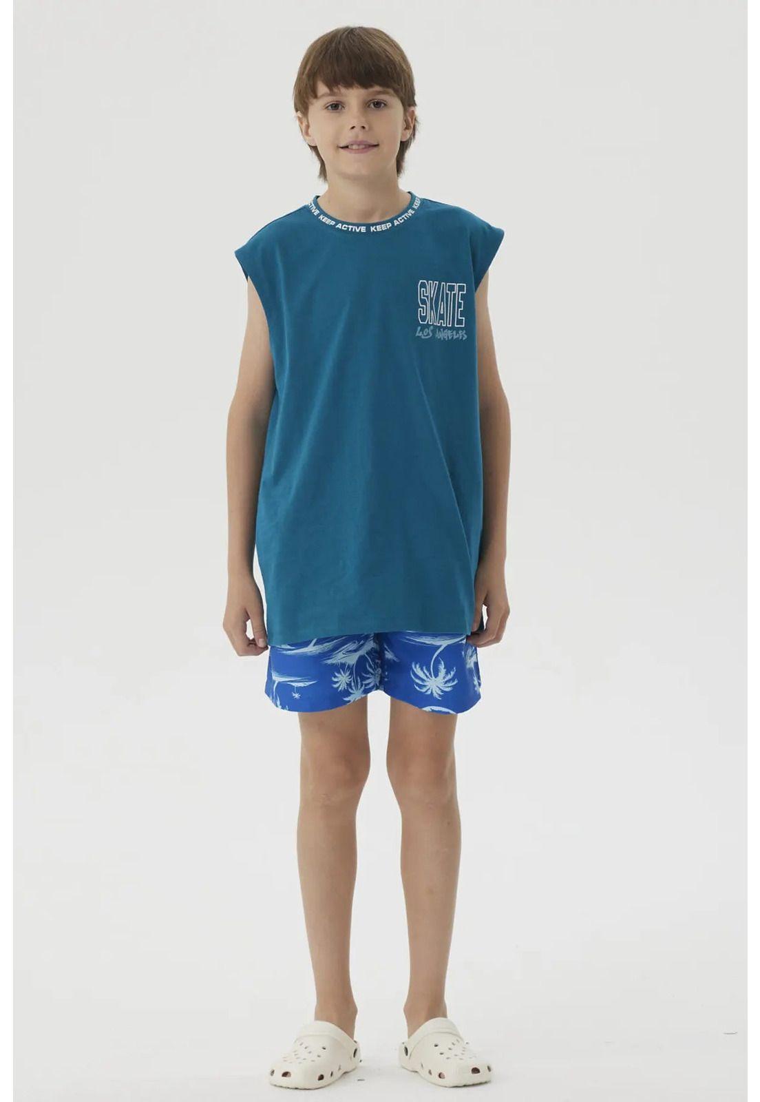 Short de Baño Niño Básico Azul-3