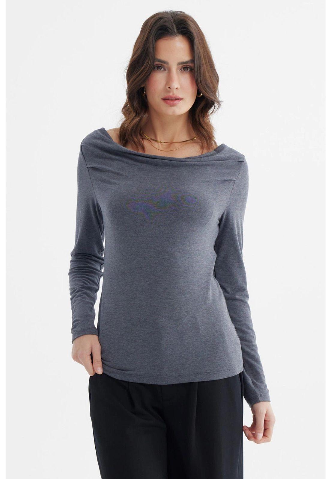 Polera Mujer Slim Gris Oscuro-0