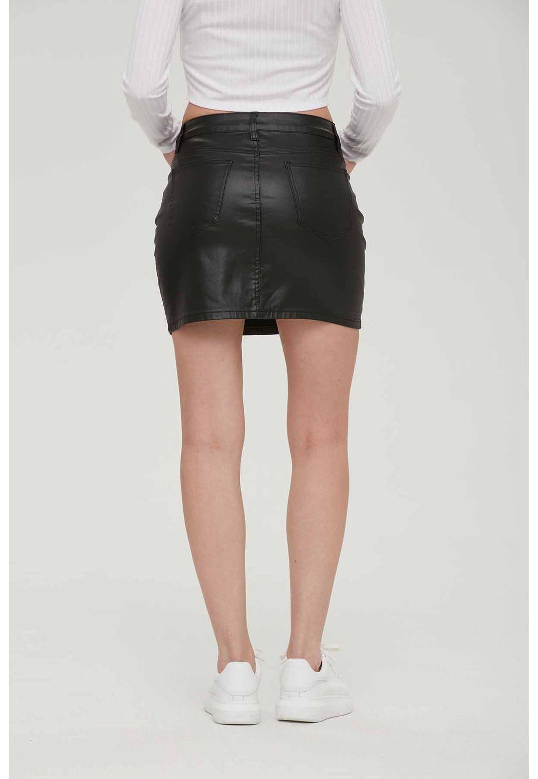 Falda Mujer Mezclilla Brillante Negro-2