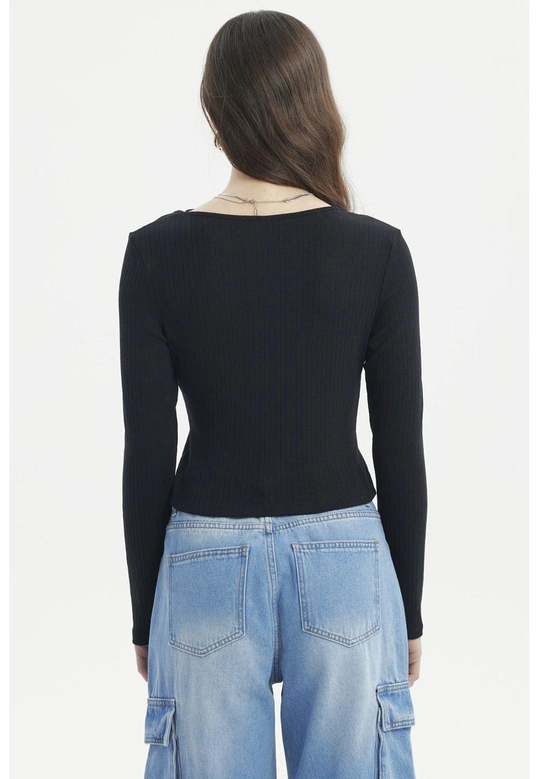 Polera Mujer Rib Negro - lll-2