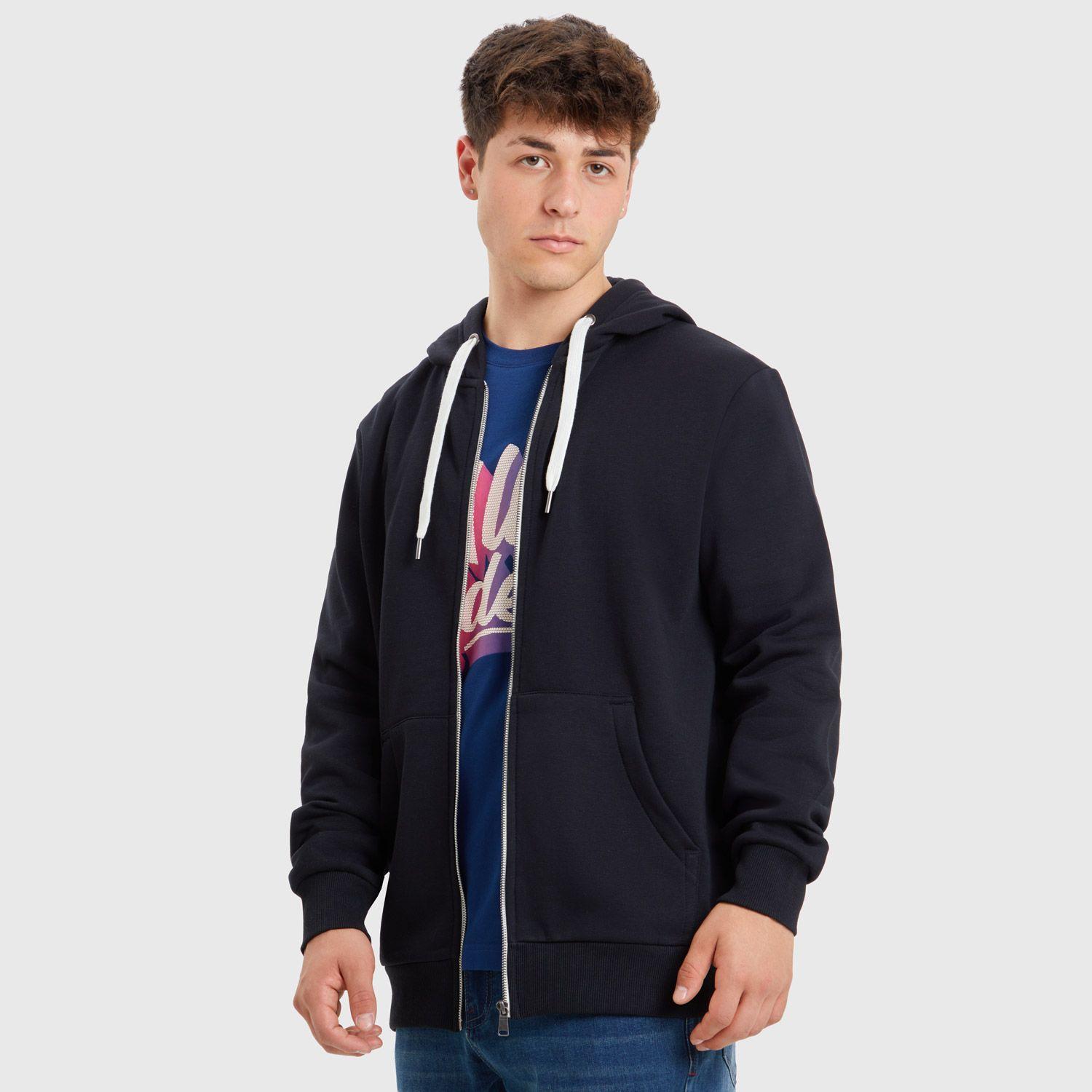 Polerón Hoodie Básico Full Negro Hombre-1