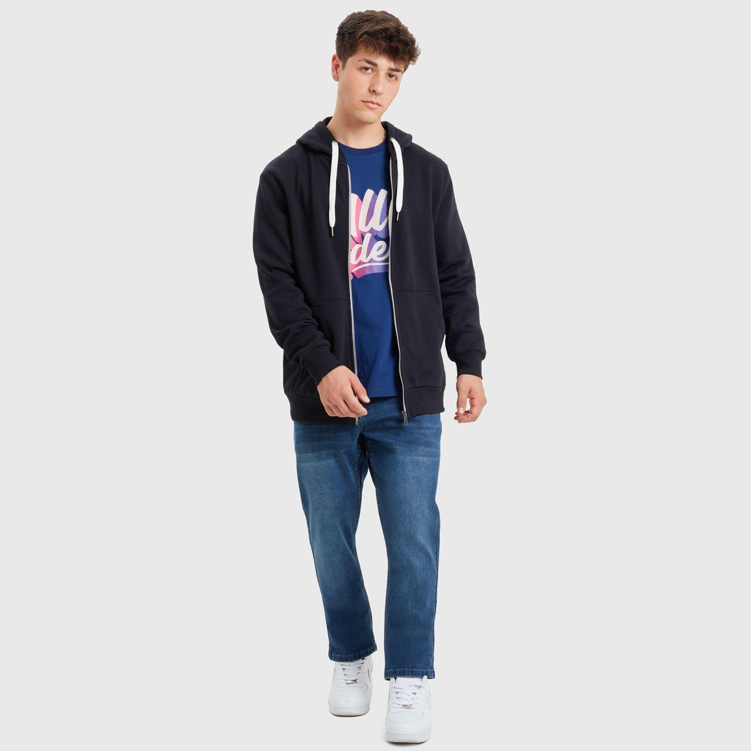 Polerón Hoodie Básico Full Negro Hombre-3