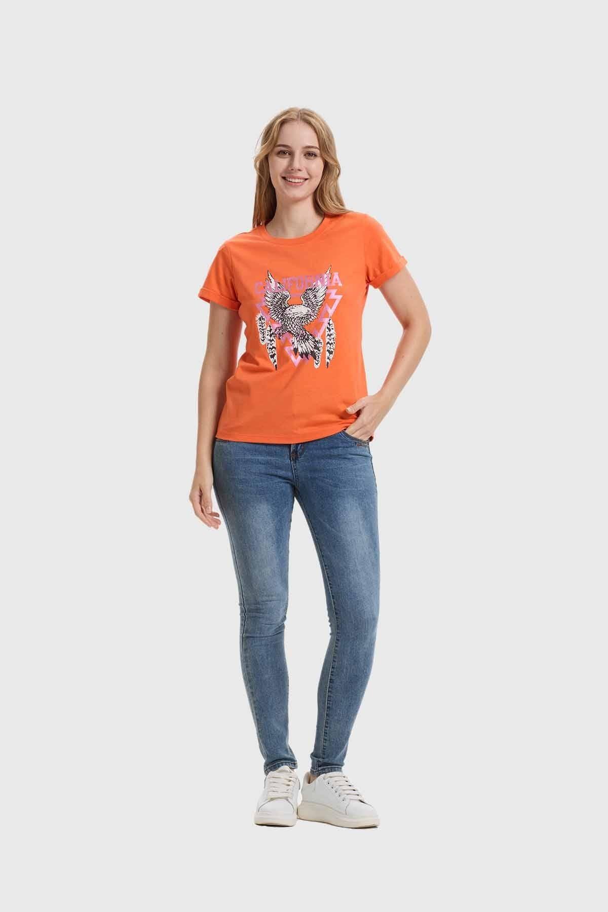 Polera Mujer Gráfica Roll Up Naranjo-3
