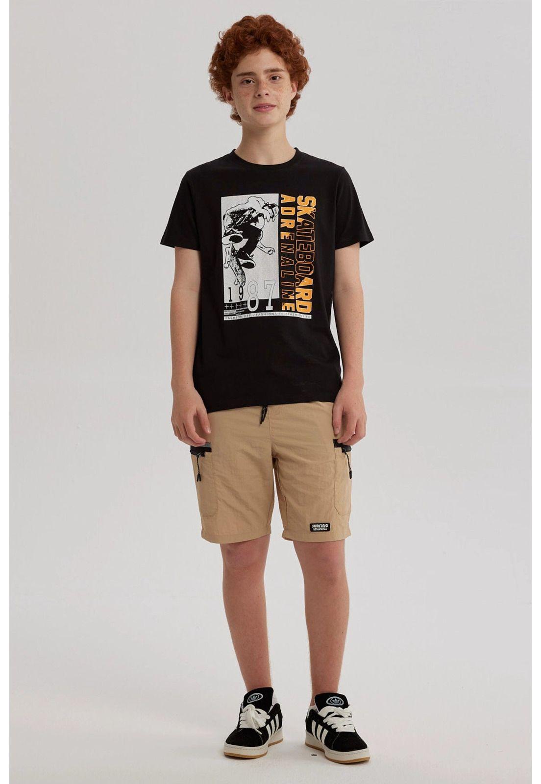 Polera Niño Básica Estampada Negro - ll-3