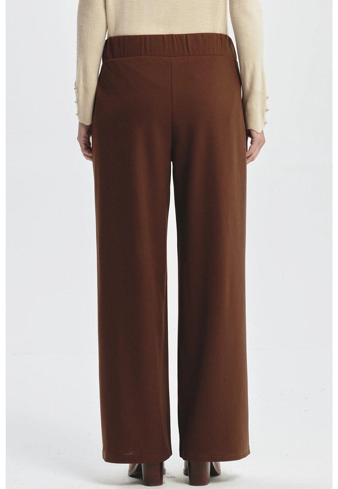 Pantalón Mujer Wide Leg Café - lll-2