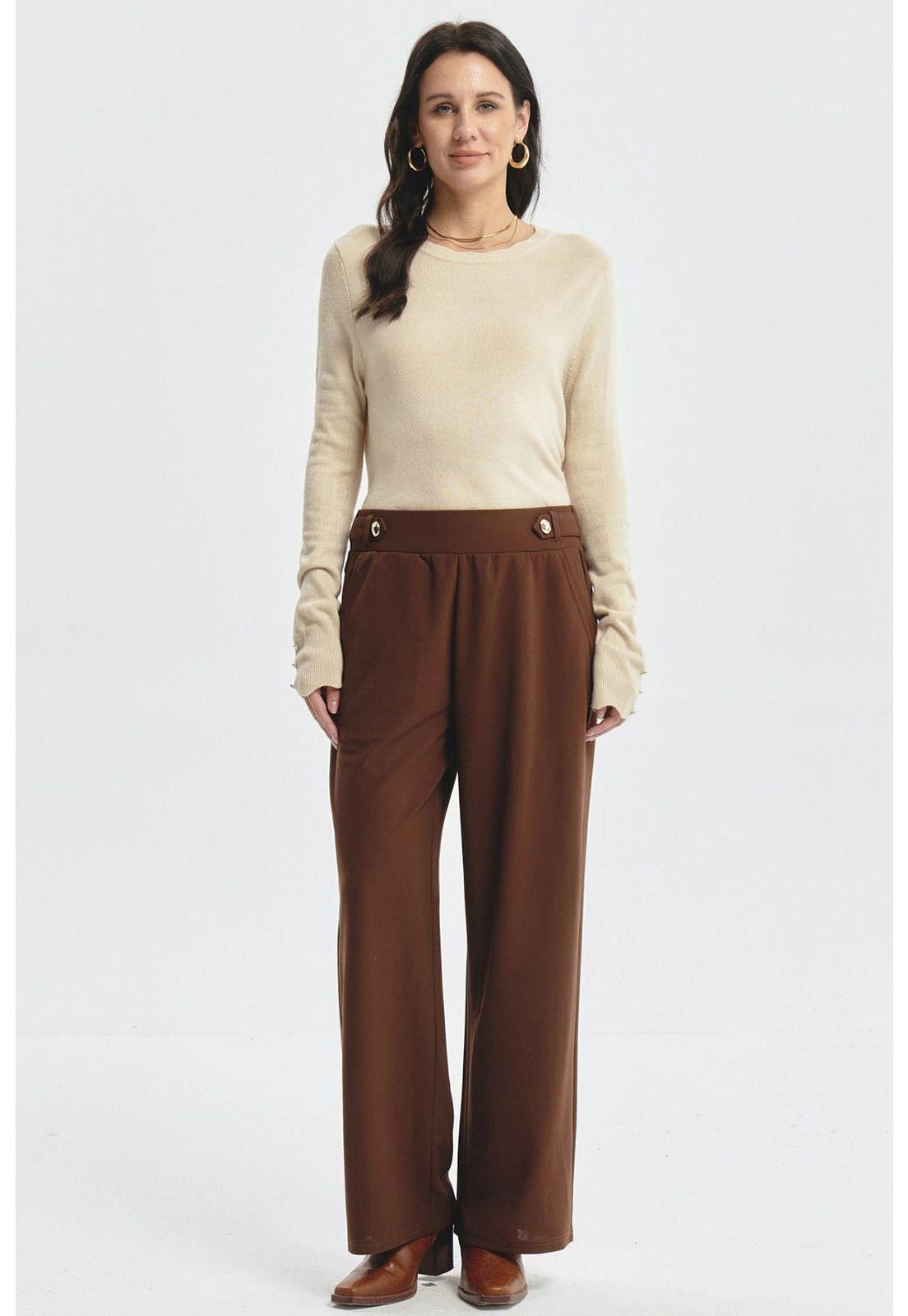 Pantalón Mujer Wide Leg Café - lll-3