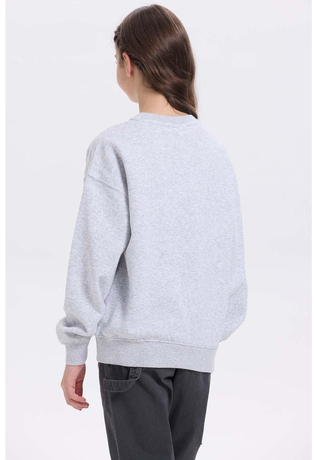 Polerón Niña Print Básico Gris Melange-2