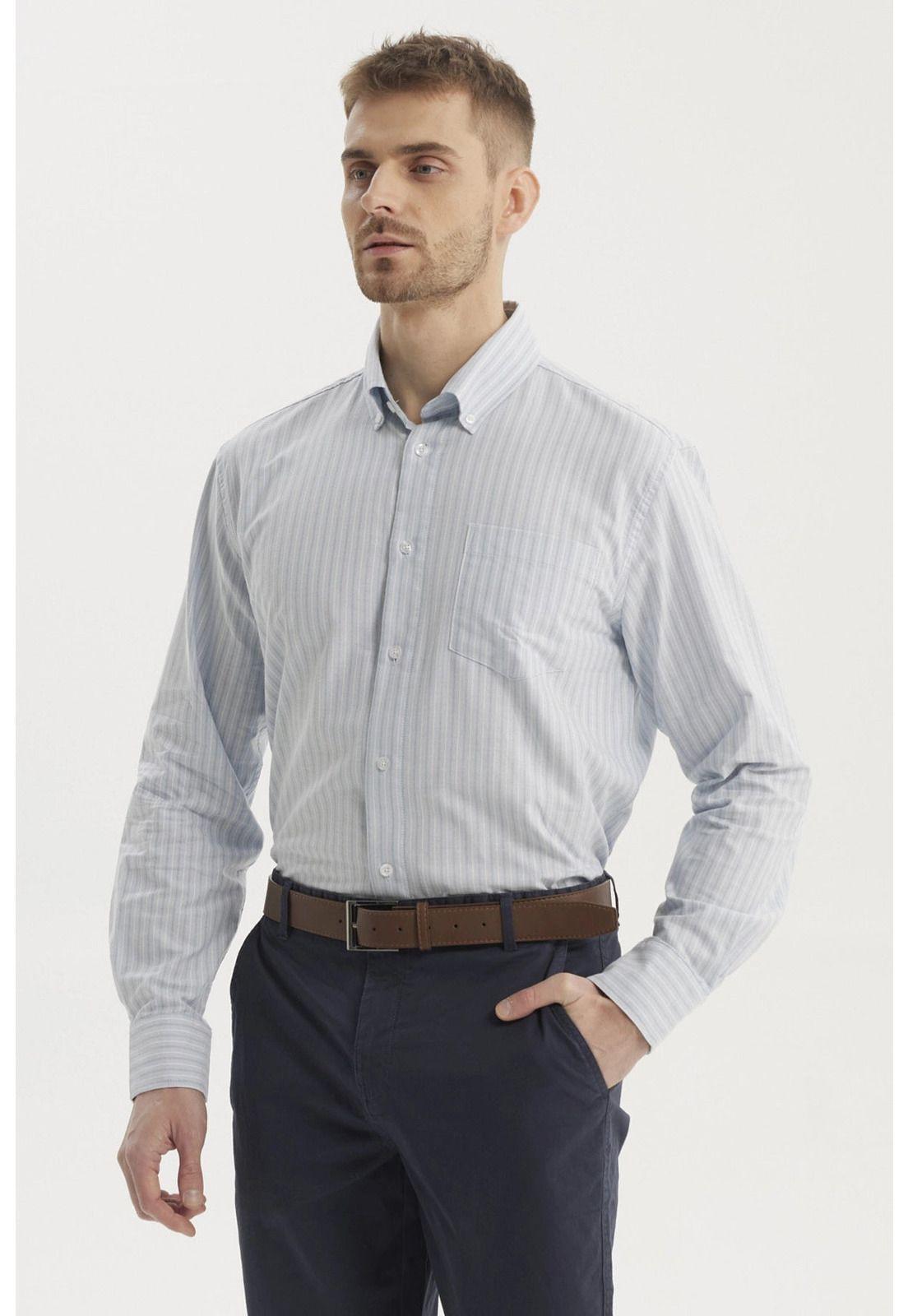 Camisa Hombre Rayas Premium Verde Claro-1