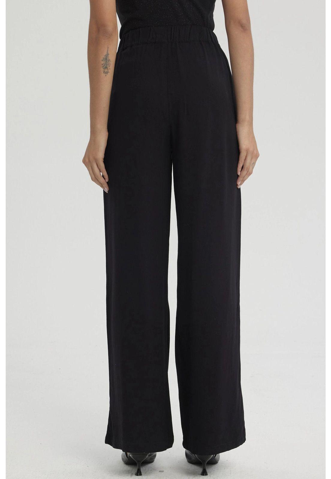 Pantalón Mujer Sastrero Botones Decorativo Negro-2