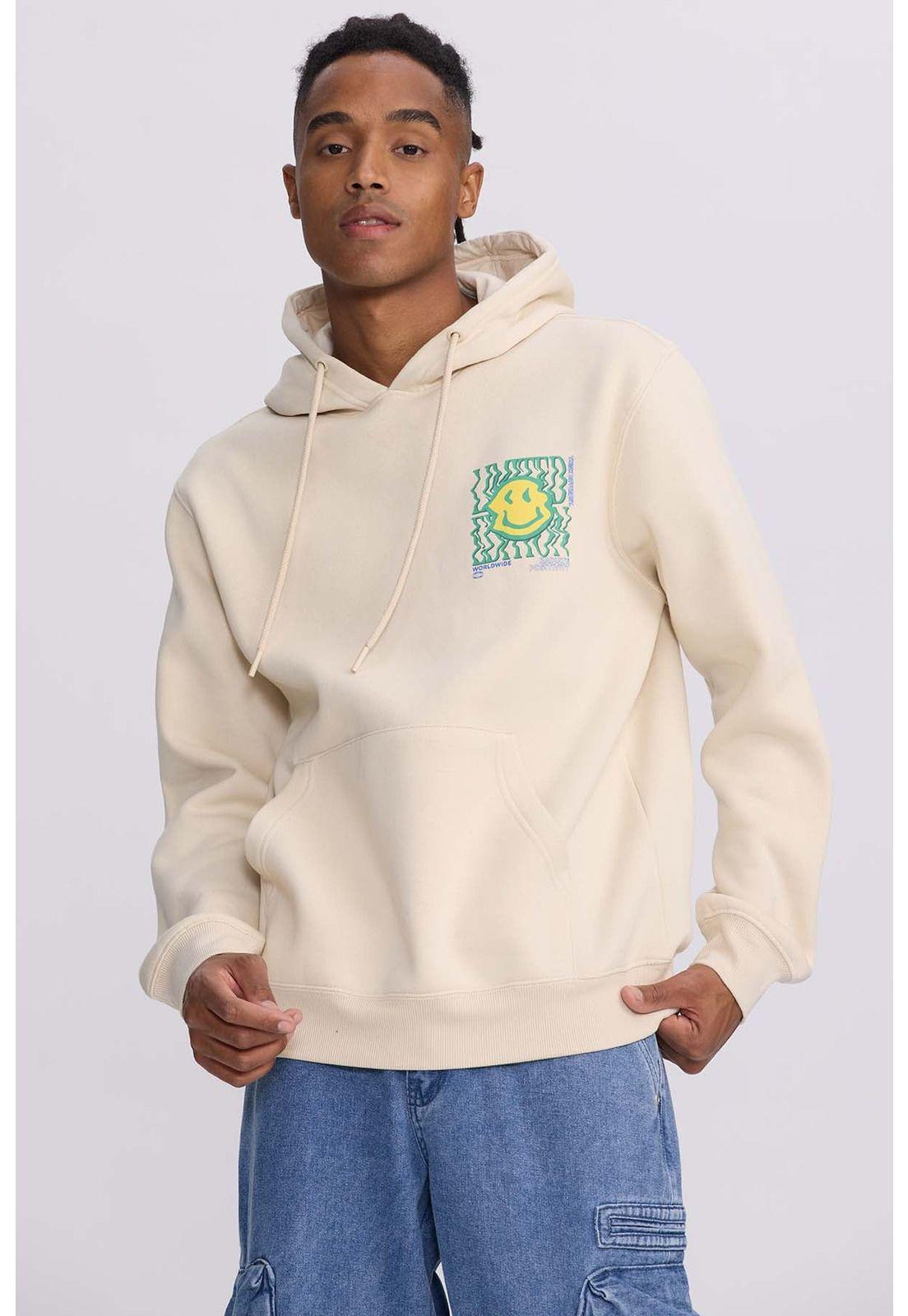 Polerón Hombre Print Smile Night Beige-0