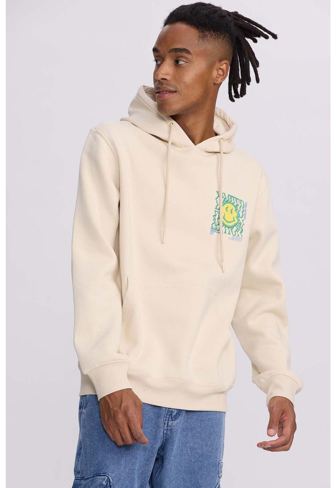 Polerón Hombre Print Smile Night Beige-2