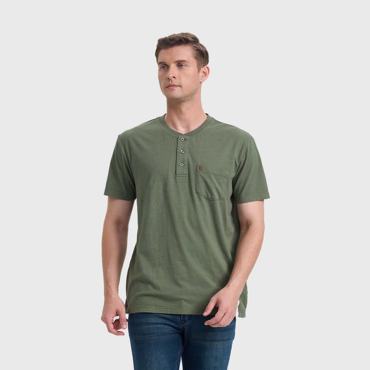 Polera Hombre Tres Botones Verde Militar Fashion's Park-1