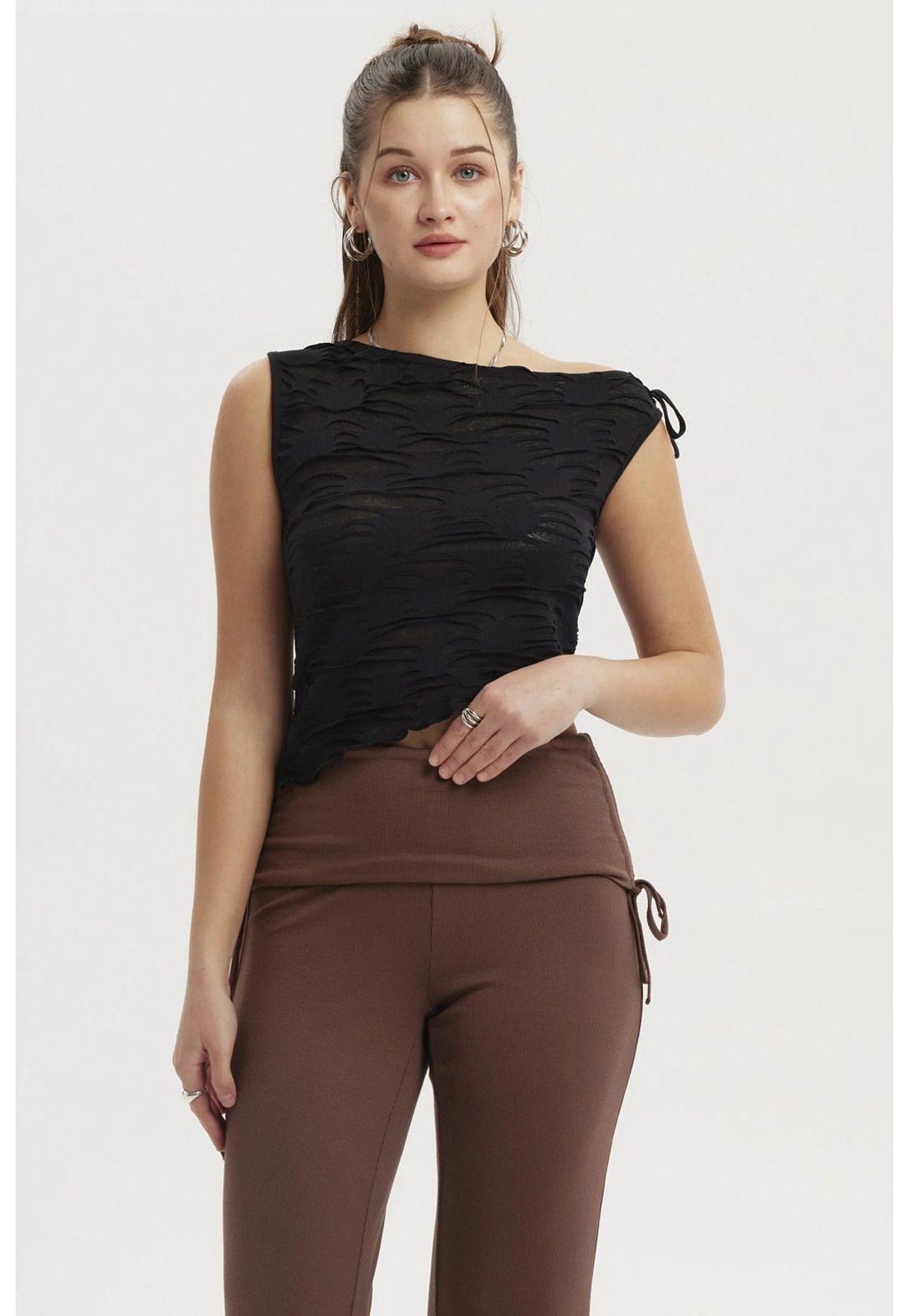 Polera Mujer Basta Asimétrica Negro- lll-0