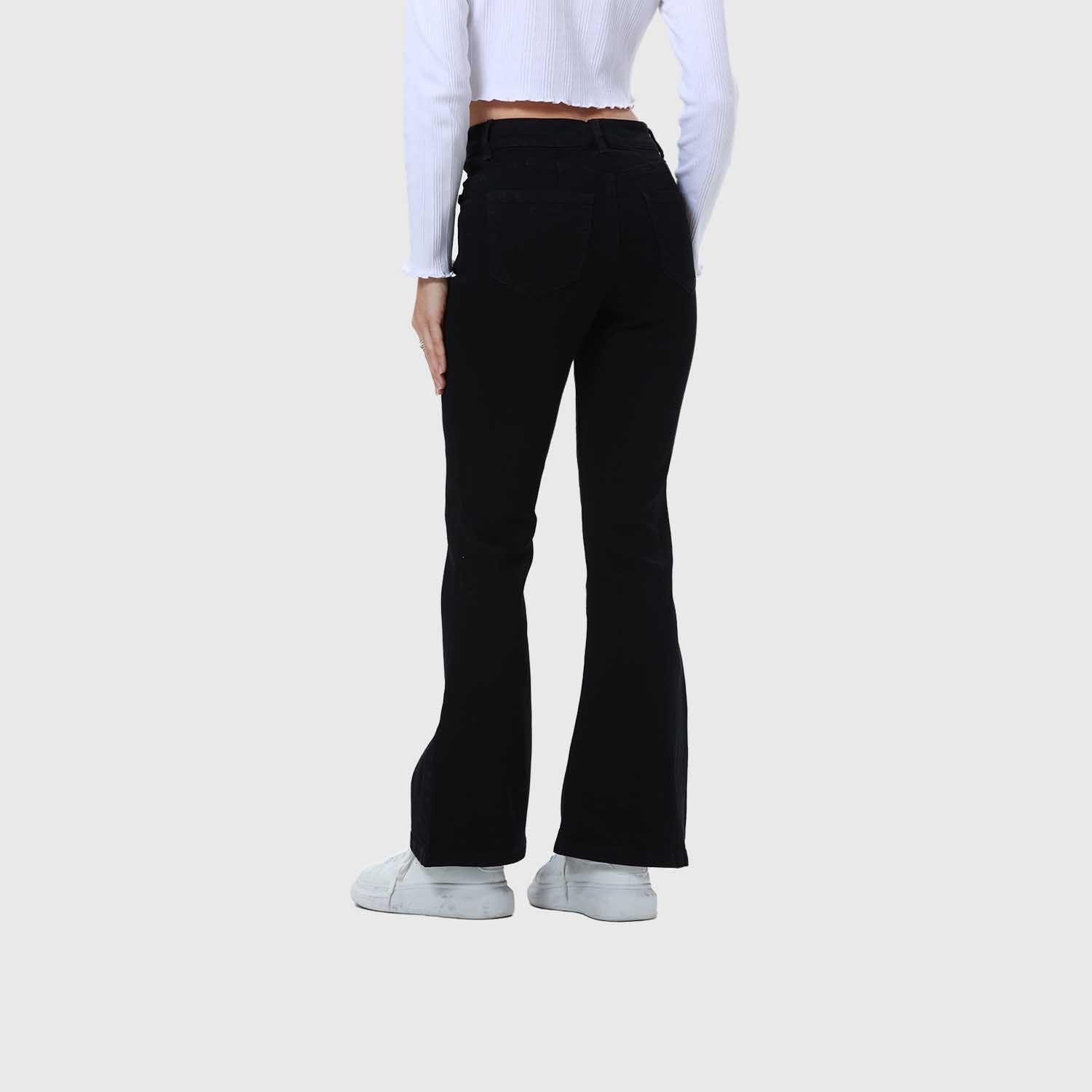 Jeans Mujer Flare Pedrería Negro-2