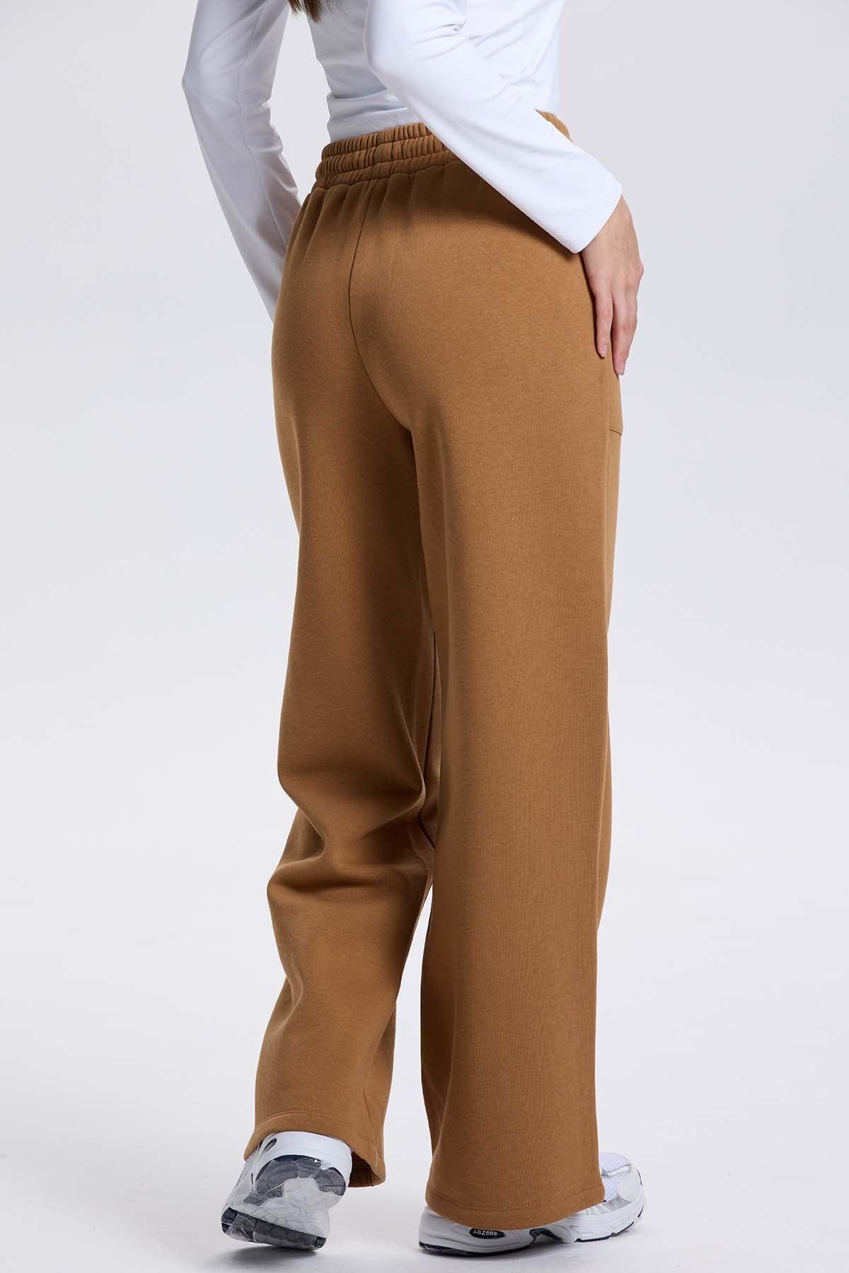 Pantalón Buzo Mujer Wide Leg Camel-2