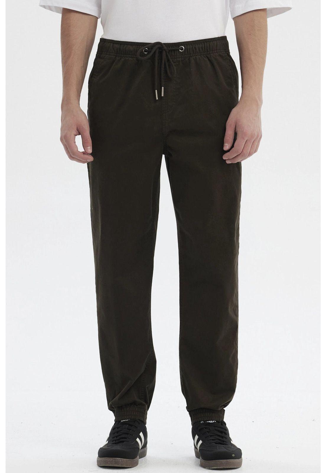 Pantalón Hombre Jogger Twill Café Oscuro-0