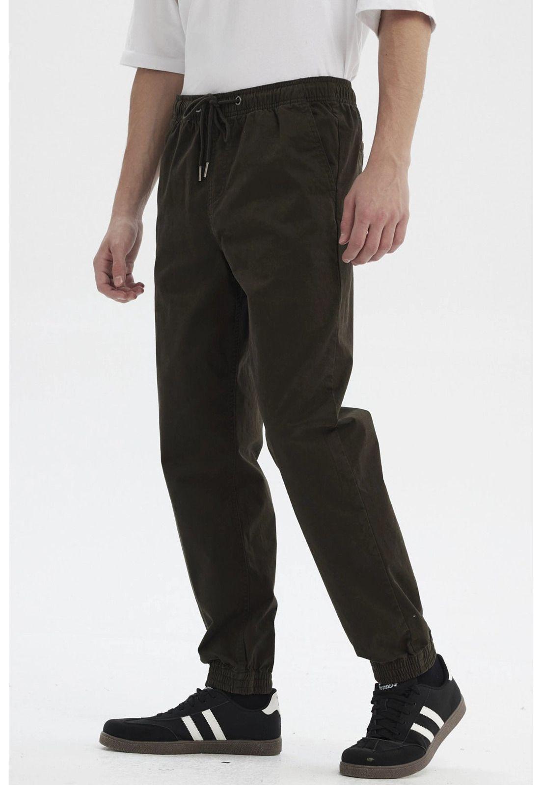 Pantalón Hombre Jogger Twill Café Oscuro-1