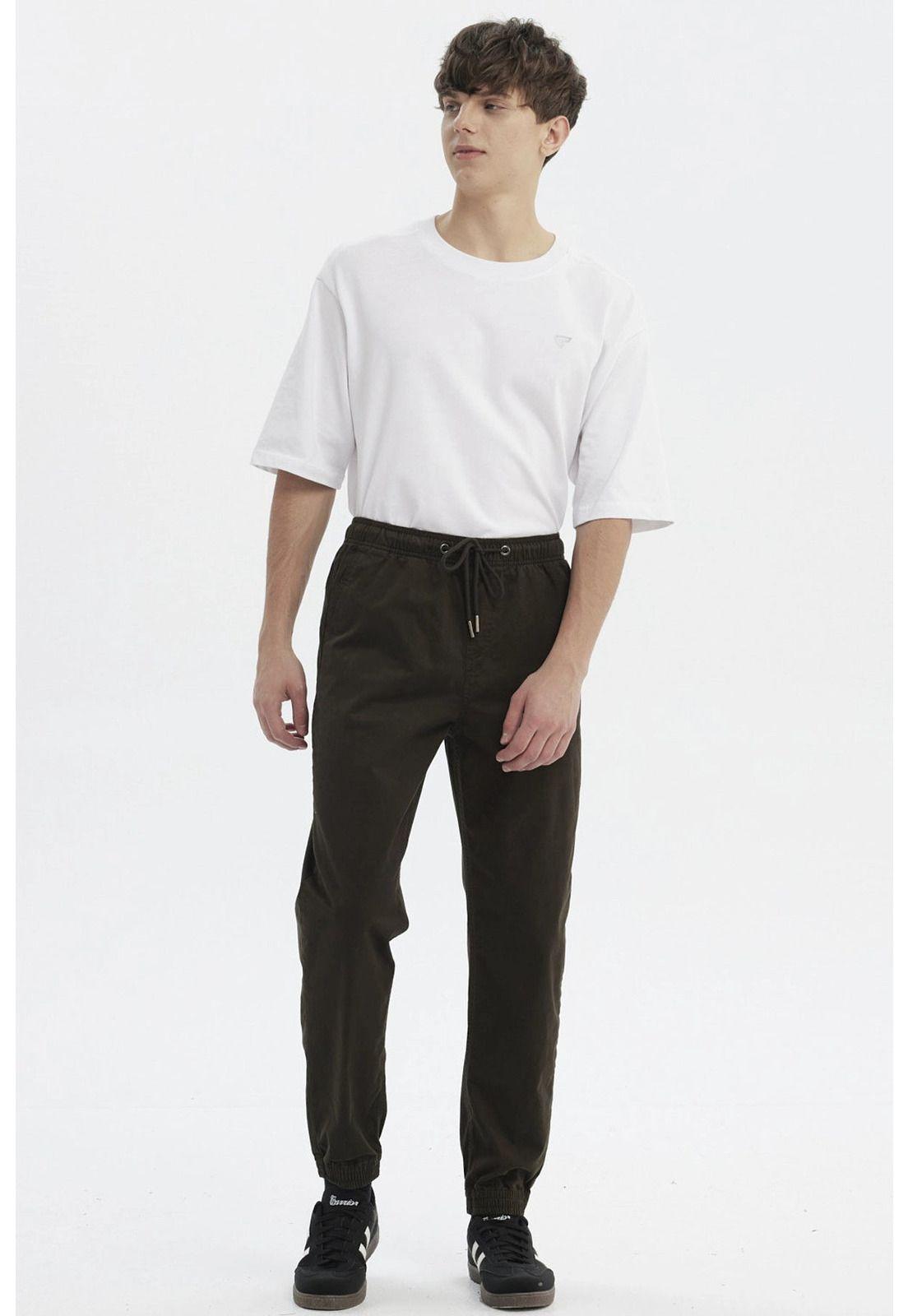 Pantalón Hombre Jogger Twill Café Oscuro-3