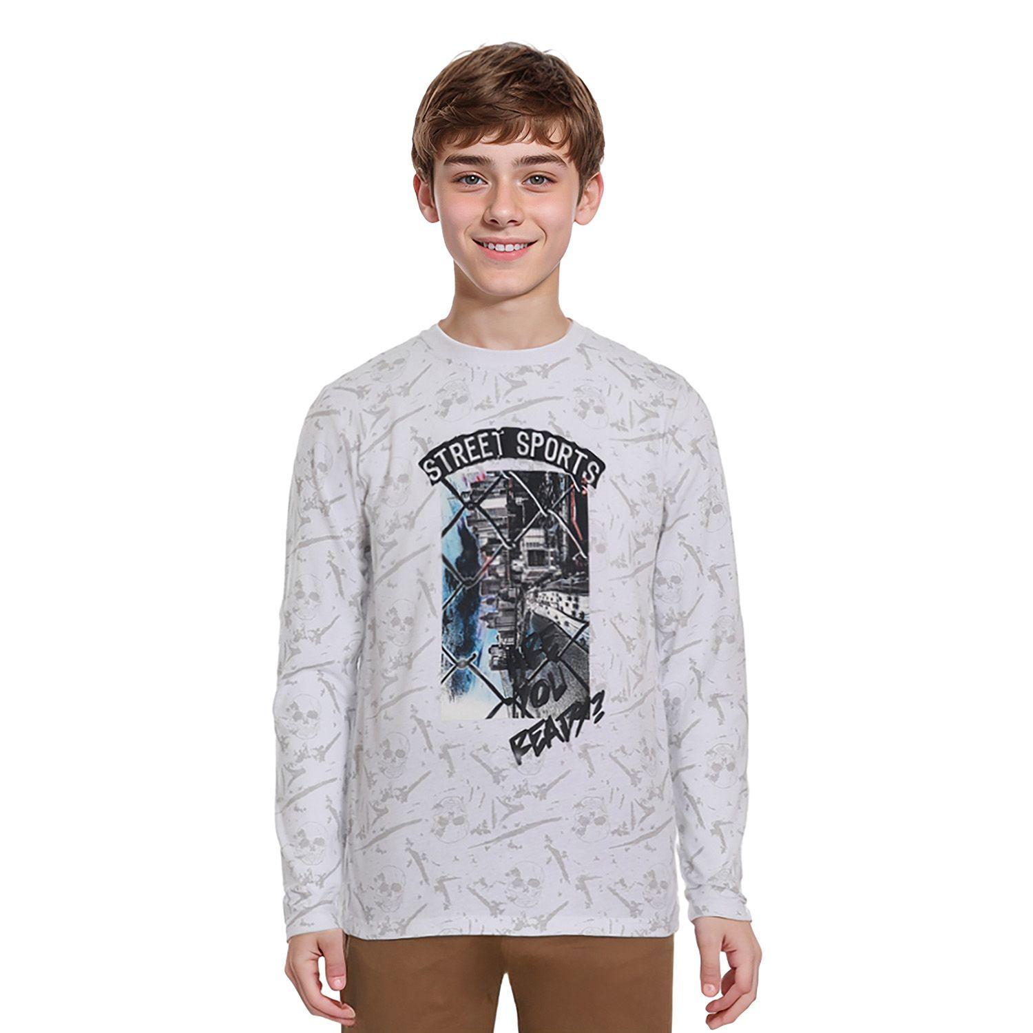 Polera Niño Posicional Print Blanco-0