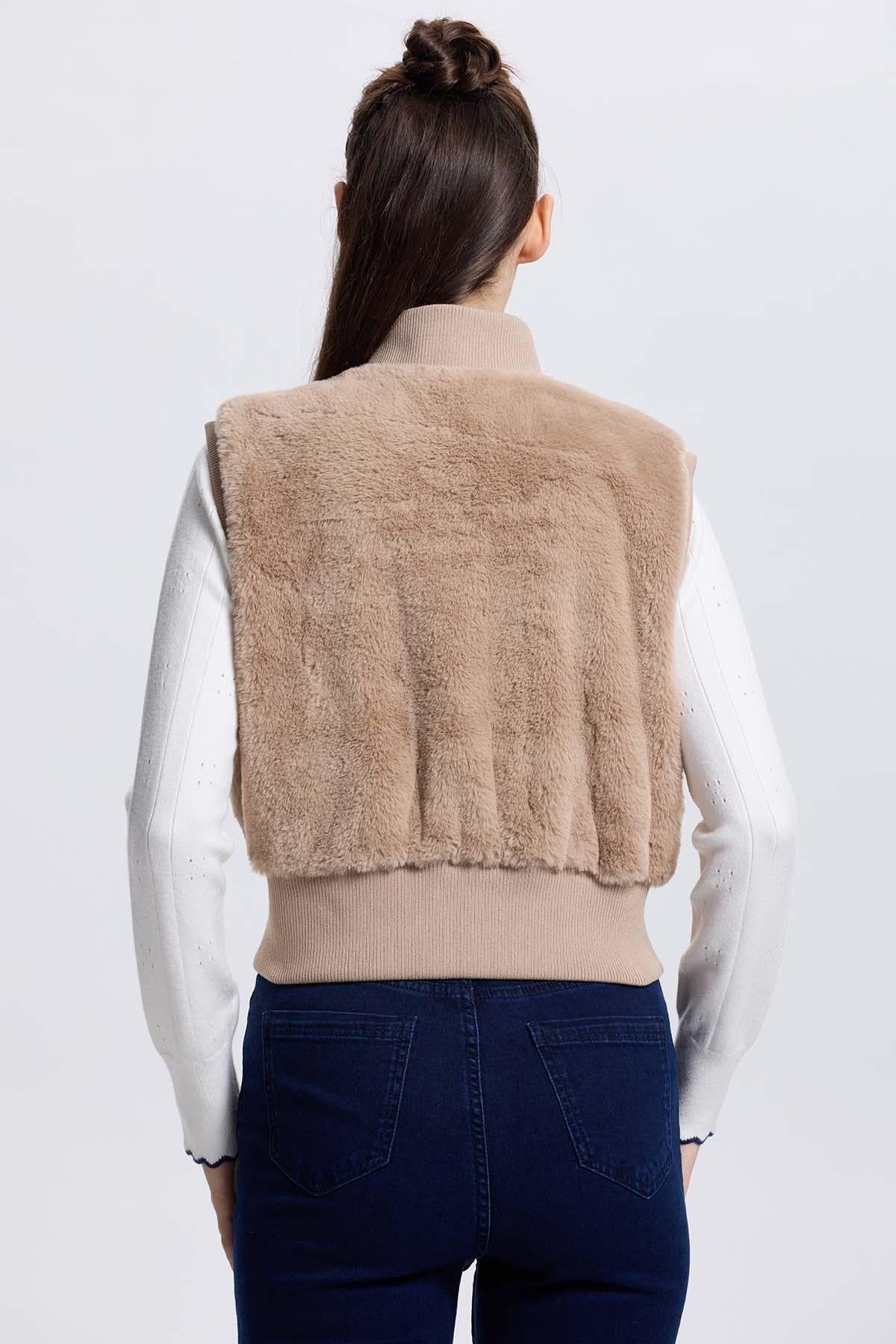 Chaqueta Mujer Juvenil Sin Mangas Beige-2