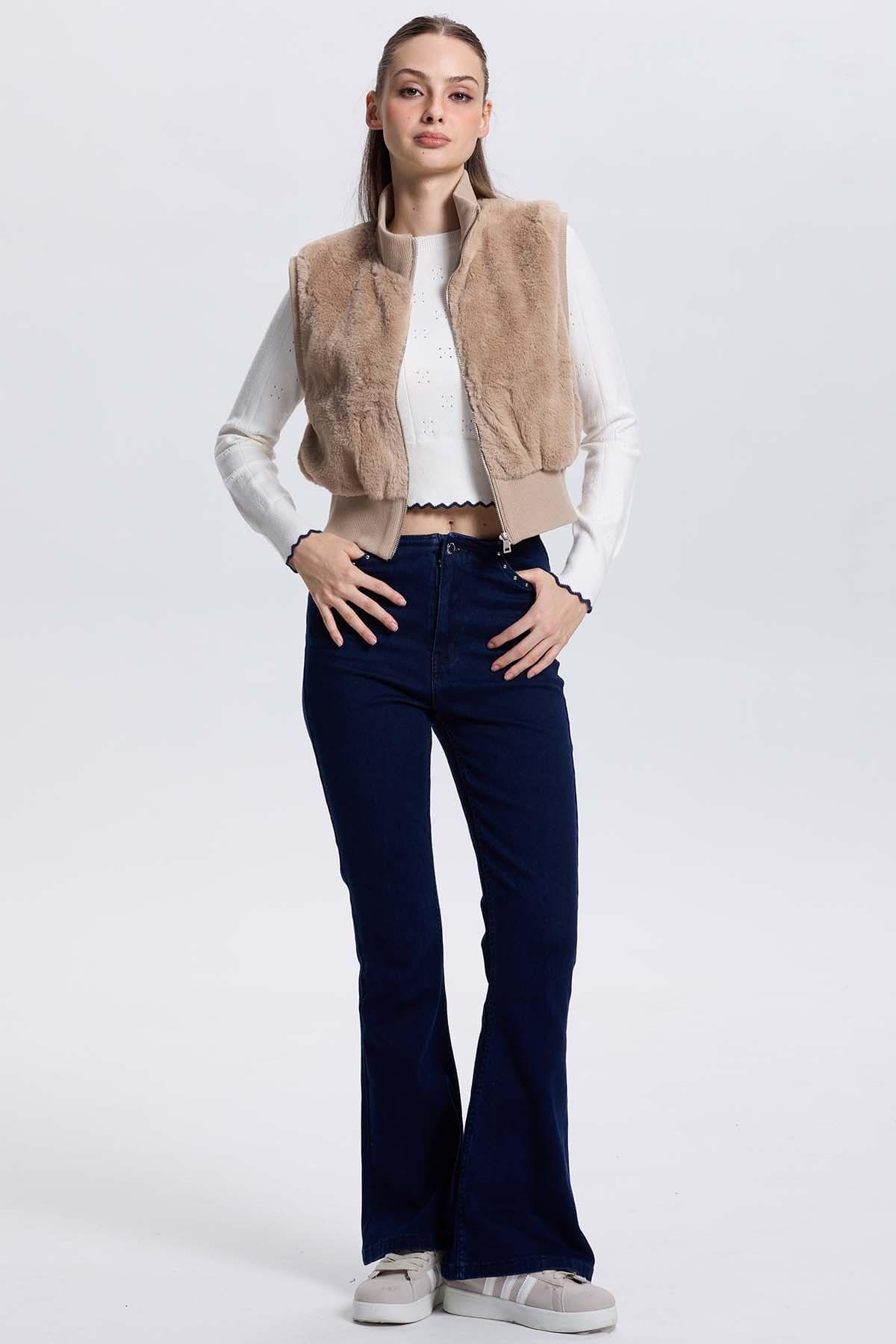 Chaqueta Mujer Juvenil Sin Mangas Beige-3