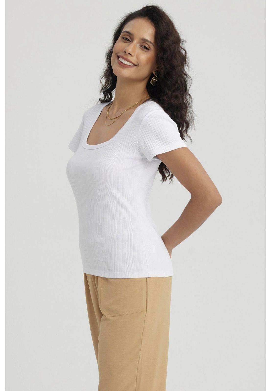 Polera Mujer Escote Cuadrado Blanco - ll-5