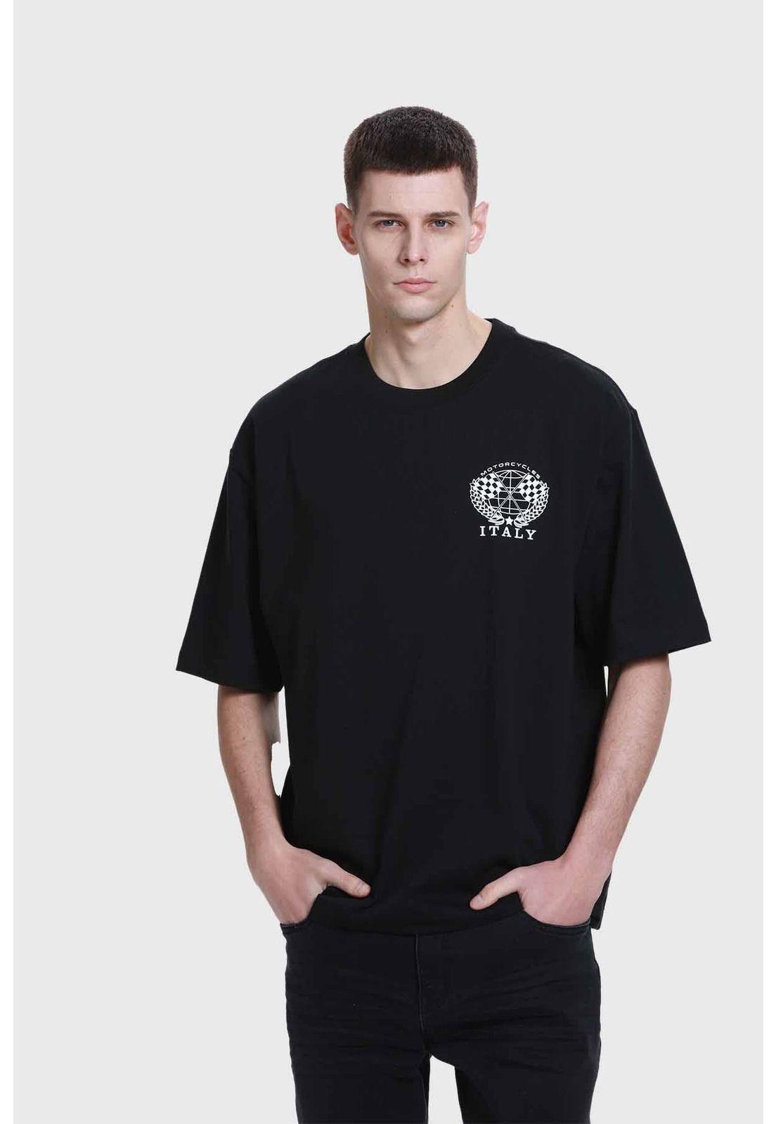 Polera Hombre Doble Print Negro - VI-0