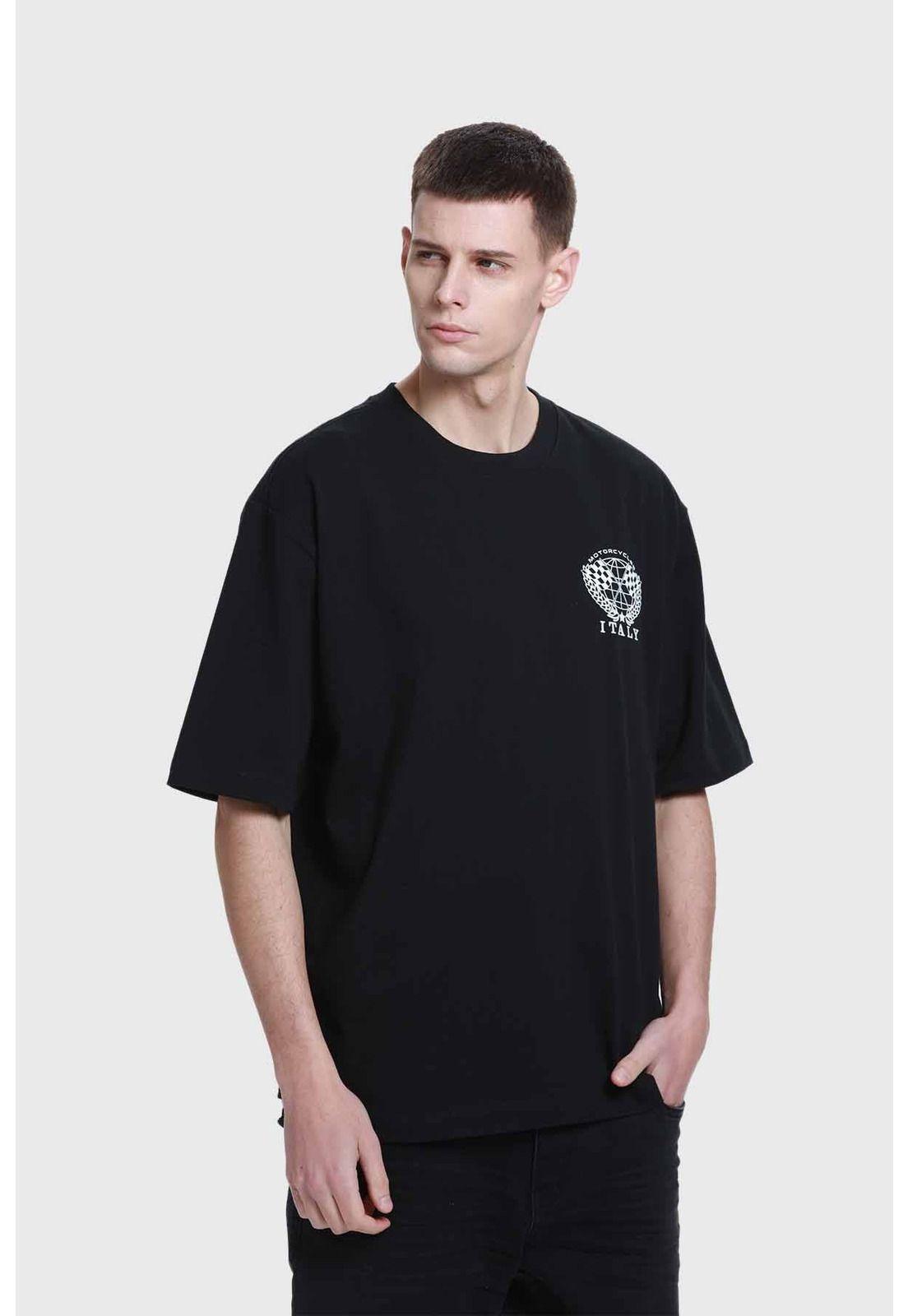 Polera Hombre Doble Print Negro - VI-2