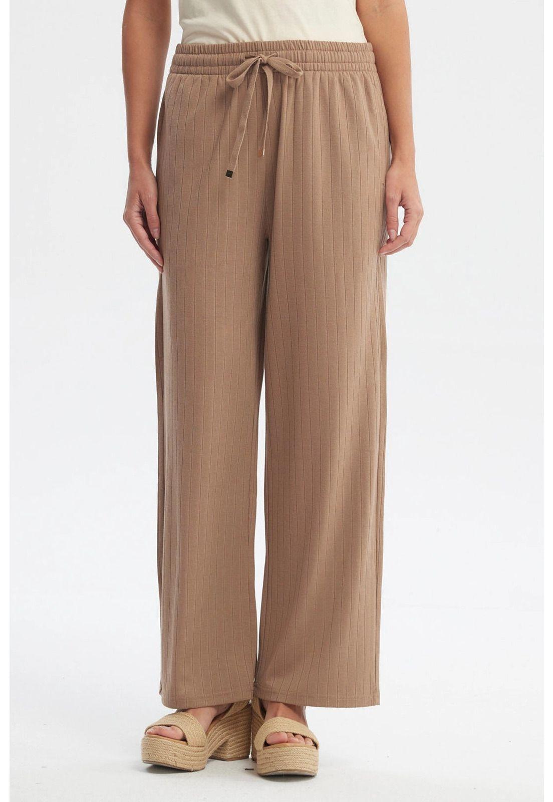 Pantalón Buzo Mujer Calce Recto Café Claro-0