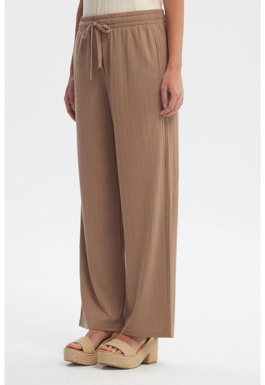 Pantalón Buzo Mujer Calce Recto Café Claro-1