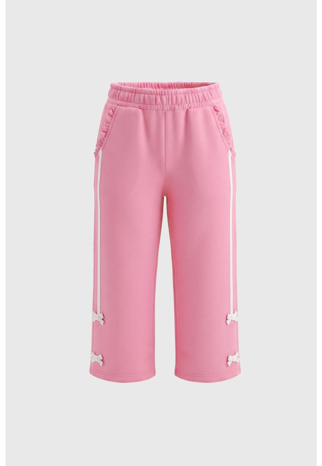 Pantalón Buzo Niña Wide Leg Rosado - lll-0
