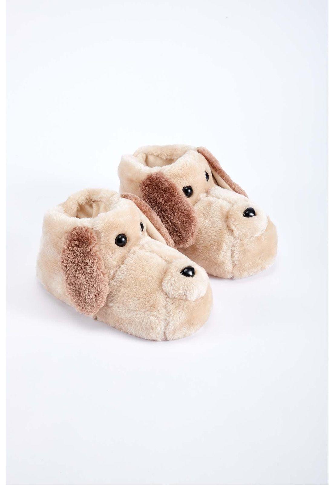 Pantufla Niña Osito Peluche Beige-1