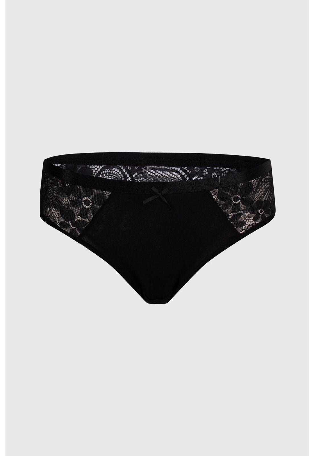 Calzón Mujer Pantaleta Con Encaje Negro-0