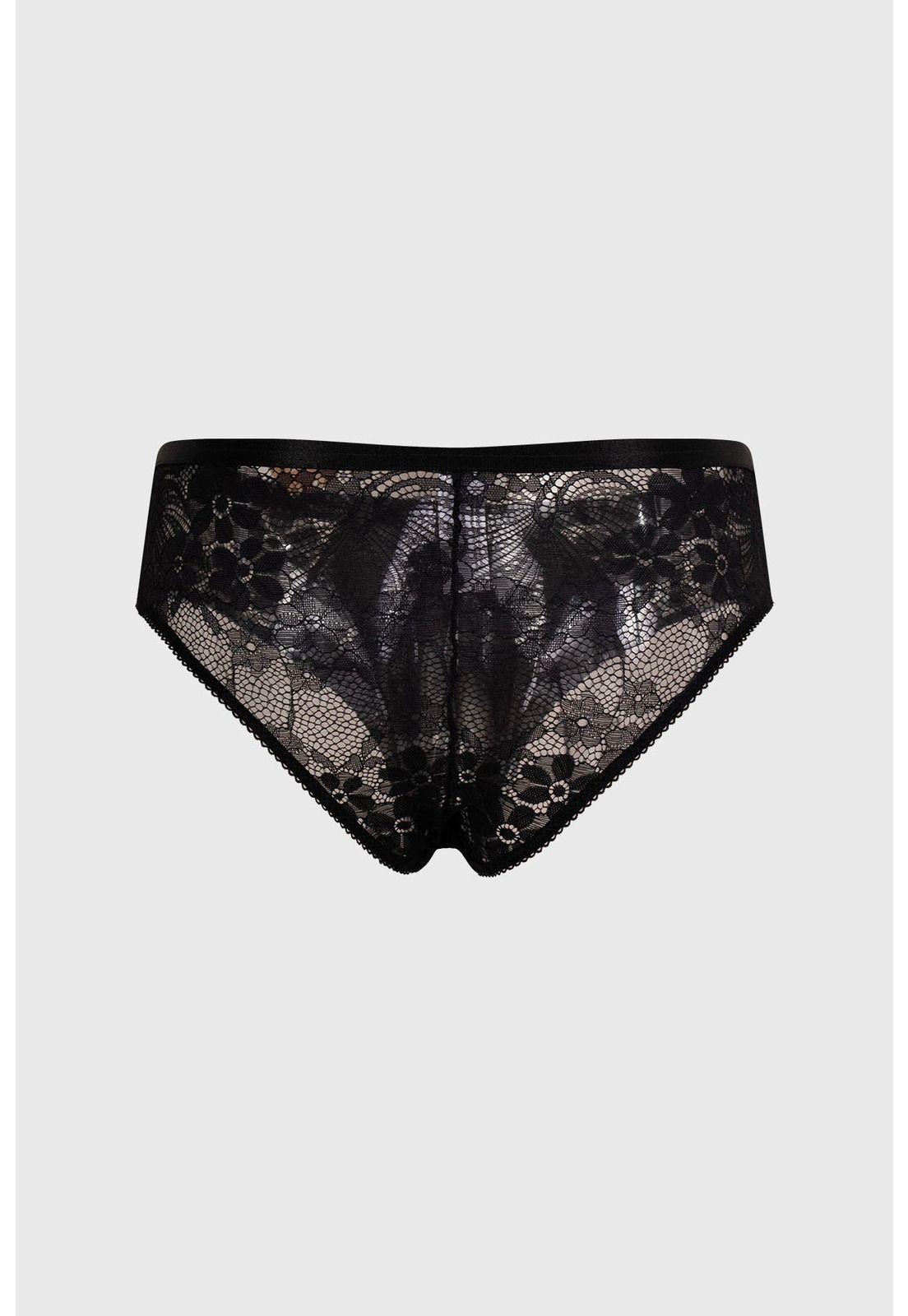 Calzón Mujer Pantaleta Con Encaje Negro-1