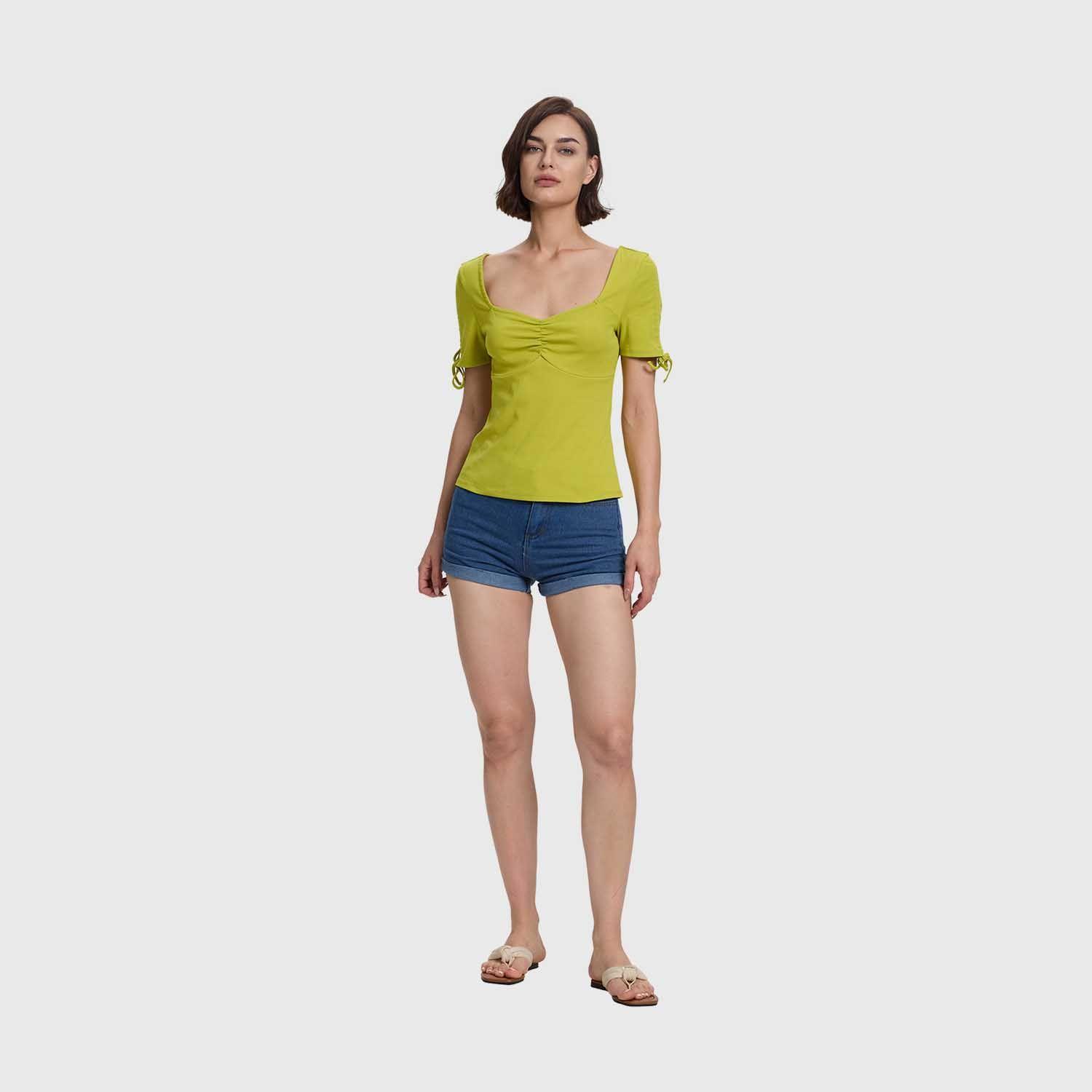 Polera Mujer Escote Corazón Verde Pistacho Fashions Park-3