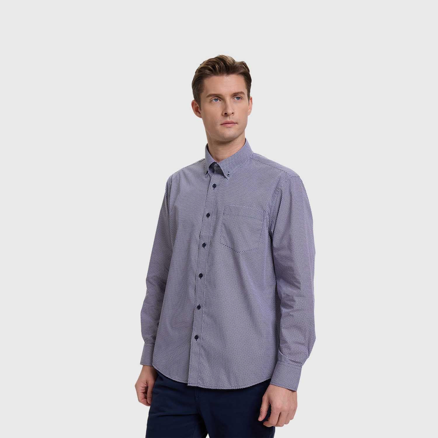 Camisa Hombre Mini Print Azul I  Fashion's Park-1